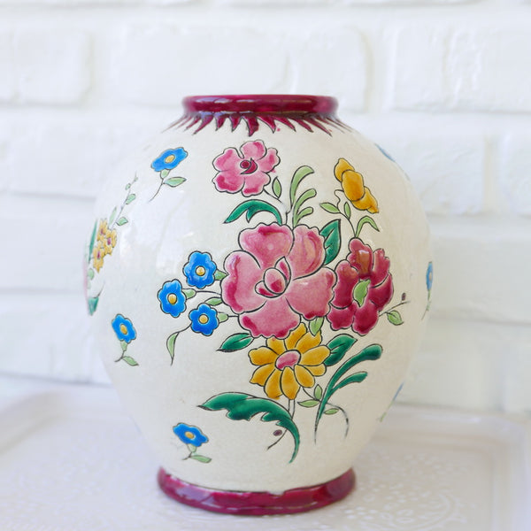 Rare Vase En Opaline Overlay émaille Doré, 19éme Siécle Rare Vase En Opaline Overlay émaille Doré, 19éme Siécle