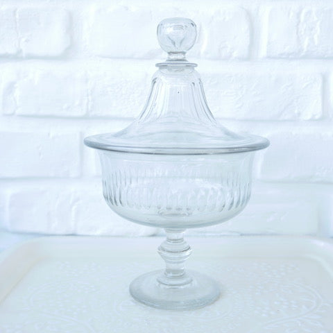 Grand Drageoir d'époque Empire En Verre Taillé Du Creusot