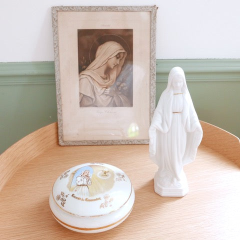 Ancienne Bonbonnière CNP Porcelaine Luxe Décor Doré - Souvenir De Communion